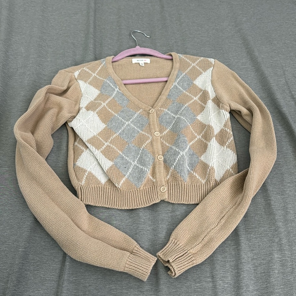 Better Be Tan Plaid Cardigan